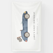 Banderoles Charming Navy Blue Race Car Anniversaire (Vertical)