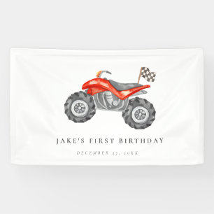 Banderoles Charming Red Quad Bike Anniversaire