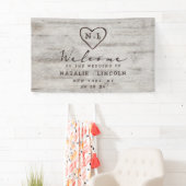 Banderoles Charrettes sculptées Rustique Birch Mariage Bienve (En situation)