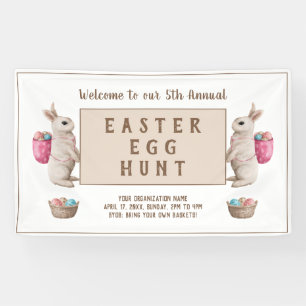 Banderoles Chasse vintage aux oeufs de Pâques Panier de lapi