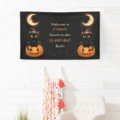 Banderoles Chat à sorcière mignonne et Citrouille Anniversair (En situation)