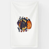 Banderoles Chat à sorcière sur Citrouille - Halloween Art Ove (Vertical)