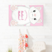 Banderoles Chat Baby shower Kitty Rose (En situation)
