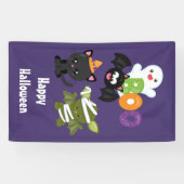 Banderoles Chat de Cute Halloween, bat, mummy et ghost (Horizontal)