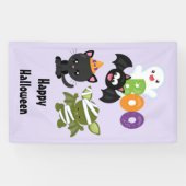 Banderoles Chat de Cute Halloween, bat, mummy et ghost (Horizontal)