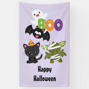 Banderoles Chat de Cute Halloween, bat, mummy et ghost