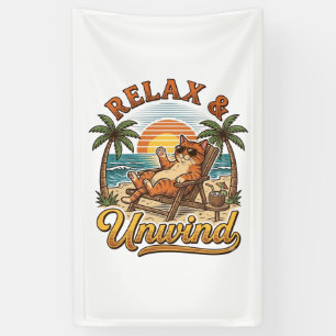 Banderoles Chat de plage vintage pour se détendre et se relax