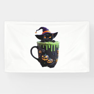 Banderoles Chat de sorcière Halloween Mug de café - Chat noir