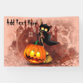 Banderoles Chat effrayé par Citrouille Fun Halloween caractèr (Horizontal)
