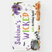 Banderoles Chat en sorcière, fête d'anniversaire, tout âge (Vertical)