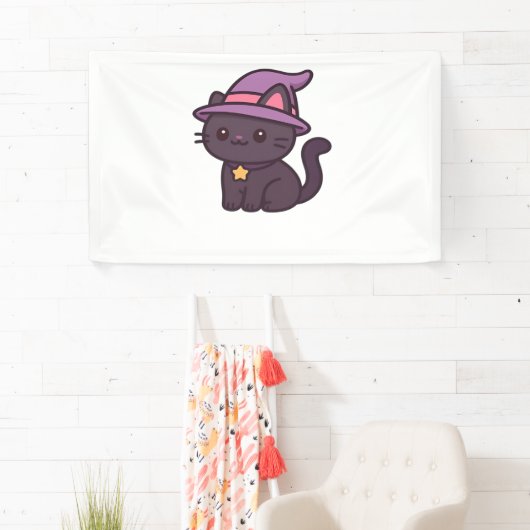 Banderoles Chat en sorcière Kawaii en T-shirt classique Casqu (En situation)