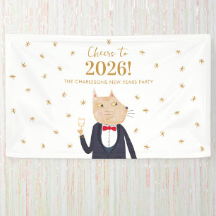 Banderoles Chat Fête la Nouvelle Année 2026 Personnalisée
