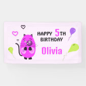 Banderoles Chat lilas d'anniversaire (Horizontal)
