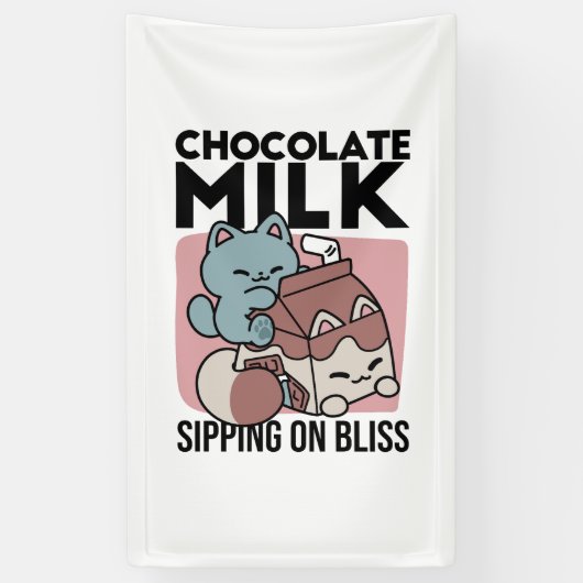 Banderoles Chat Mignon Lait Chocolat – Boisson Confortable & (Vertical)