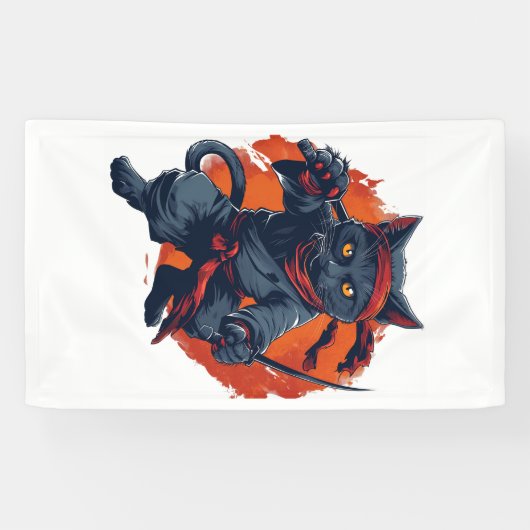 Banderoles Chat Ninja Discrétion (Horizontal)