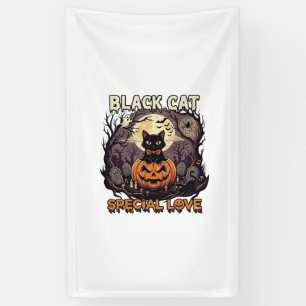 Banderoles Chat Noir Amour Spécial Halloween Citrouille Plein