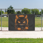 Banderoles Chat noir d'Halloween avec Citrouilles et lune (Insitu)