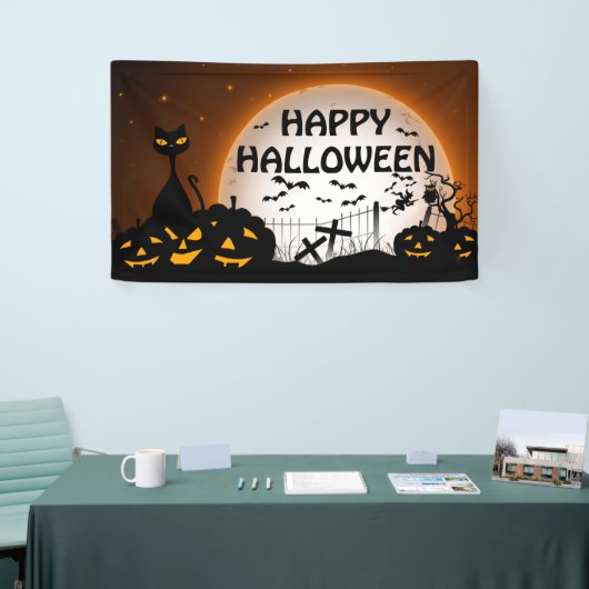 Banderoles Chat noir et Jack o Lanterns noir et orange (Salon professionnel)