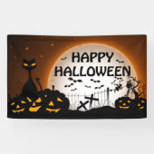 Banderoles Chat noir et Jack o Lanterns noir et orange (Horizontal)