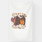 Banderoles Chat noir mignon avec Casquette sorcier - Kawaii H (Vertical)