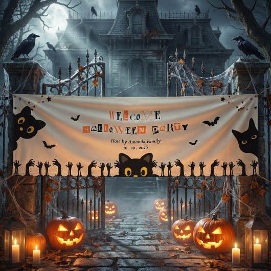 Banderoles Chat noir mignon Halloween