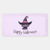 Banderoles Chat noir mignon portant l'Halloween Casquette d'u (Horizontal)