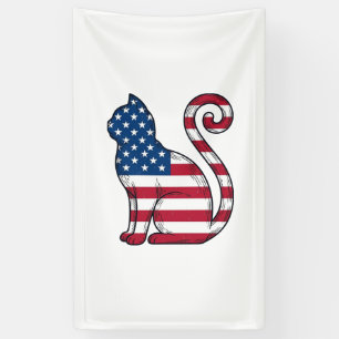 Banderoles Chat patriotique gravure vintage vecteur design_1