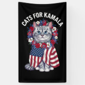 Banderoles Chat Pour Kamala Fleurs de chats Drapeau américain (Vertical)
