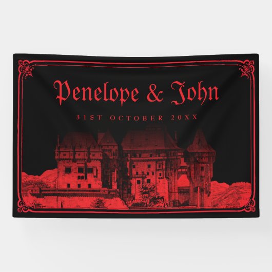 Banderoles Château gothique de vampire frontière mariage noir (Horizontal)