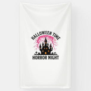 Banderoles Château Hanté Nuit d'Horreur Halloween Vintage