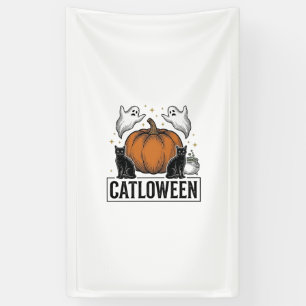 Banderoles Chatoween Chat Noir Fantôme Halloween Conception V