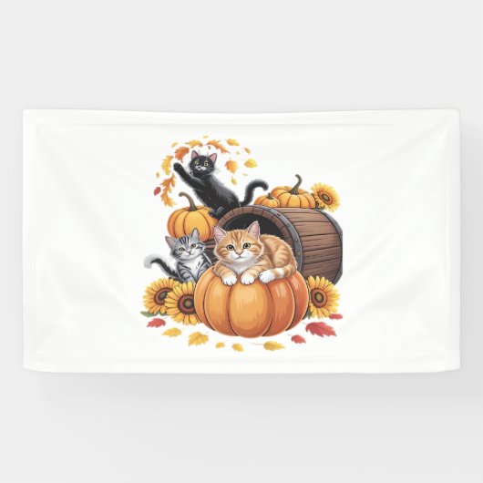 Banderoles Chats Automne Citrouilles Thanksgiving Sunflower O (Horizontal)