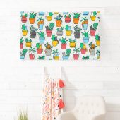 Banderoles Chats dans les pots à fleurs (En situation)