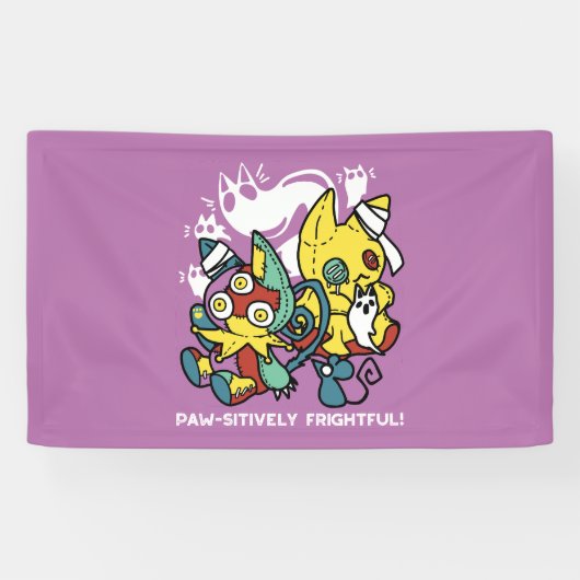 Banderoles Chats déplaisants Halloween Art : Paw-sitly Fright (Horizontal)