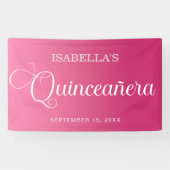 Banderoles Chaud rose Quinceañera Anniversaire Élégant Script (Horizontal)