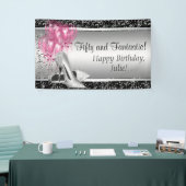 Banderoles Chaussure à talon haute rose Noir Anniversaire (Salon professionnel)