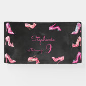 Banderoles Chaussure à talon rose poupée fille fête d'anniver (Horizontal)