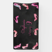 Banderoles Chaussure à talon rose poupée fille fête d'anniver (Verticale)