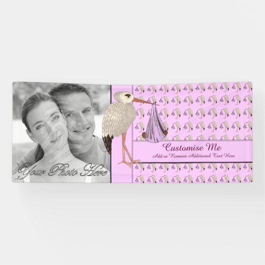 Banderoles Chaussure classique (Bébé sur le chemin) Rose 2 (Horizontal)