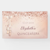 Banderoles Chaussure de ballerine rose or rose Quinceanera (Horizontal)