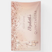 Banderoles Chaussure de ballerine rose or rose Quinceanera (Vertical)