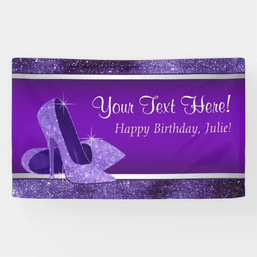 Banderoles Chaussure violet haute talon fête d'anniversaire (Horizontal)