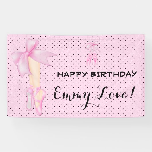 Banderoles Chaussures de ballet Bow rose et noir Polka point (Horizontal)