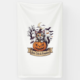 Banderoles Chauves-souris Chats Citrouilles Halloween Sorcièr