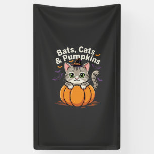 Banderoles Chauves-souris de Halloween Chats et Citrouilles C