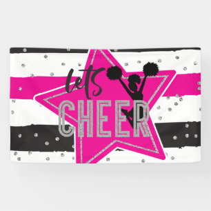Banderoles Cheerleading Rose Argent Noir Cheer Anniversaire