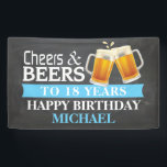 Banderoles Cheers and Beers Happy 18th Birthday Banner Blue<br><div class="desc">Cheers and Beers Happy 18th Birthday Banner Blue. For further customization,  please click the "Customize it" button and use our design tool to modify this template.</div>