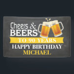 Banderoles Cheers and Beers Happy 90th Birthday Banner Yellow<br><div class="desc">Cheers and Beers Happy 90th Birthday Banner Yellow. For further customization,  please click the "Customize it" button and use our design tool to modify this template.</div>