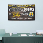 Banderoles Cheers and Beers to 34 Years Birthday Party Banner (Salon professionnel)