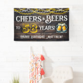Banderoles Cheers and Beers to 58 Years Birthday Party Banner (En situation)